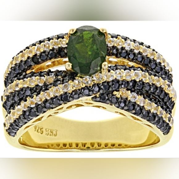 Green Chrome Diopside 18K Yellow Gold Over Sterling Silver Ring 2.58ctw Sz 7 - Picture 3 of 7